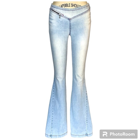 Miss Sixty Y2K Dionne Flared Light Blue Jeans Size 24 red stitching zipper - Picture 12 of 12